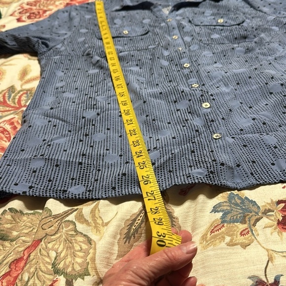 Notations Shirt Polka Dot Button Down w/ Roll Tab Sleeves & Pockets Top Size 1X - Picture 7 of 9